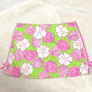 Lilly Pulitzer Green and Pink Seashell Skort